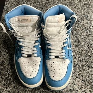 AMIRI Sky Blue and White High-Top Sneakers
